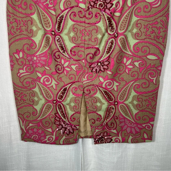 Vintage Tracy Reese Silk and Wool Beaded Sequin Boho Skirt Size 4 - Picture 5 of 7